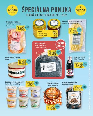 Ušetrite na týchto poctivých potravinách. Už len do stredy 😇. Platné 05.11. - 19.11.2025 (alebo do vypredania zásob). Tu...